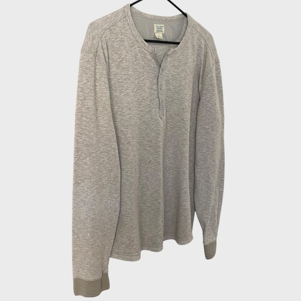 Lucky Brand Twisted Slub Heathered Henley Shirt Beige Men's XL Long-Sleeve Tee - Picture 3 of 13